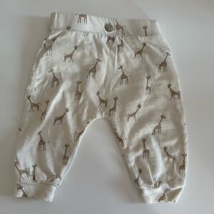 Rylee + Cru Cream Baby Pants with Giraffe Design